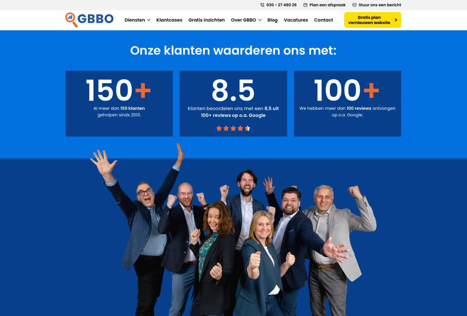 Screenshot van website GBBO desktop versie